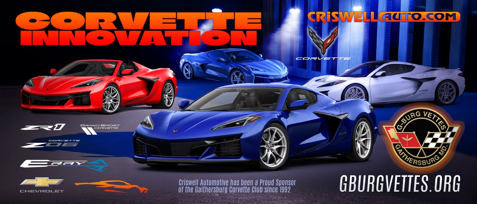 Criswell chevrolet is a partner at Criswell Corvette in Gaithersburg MD